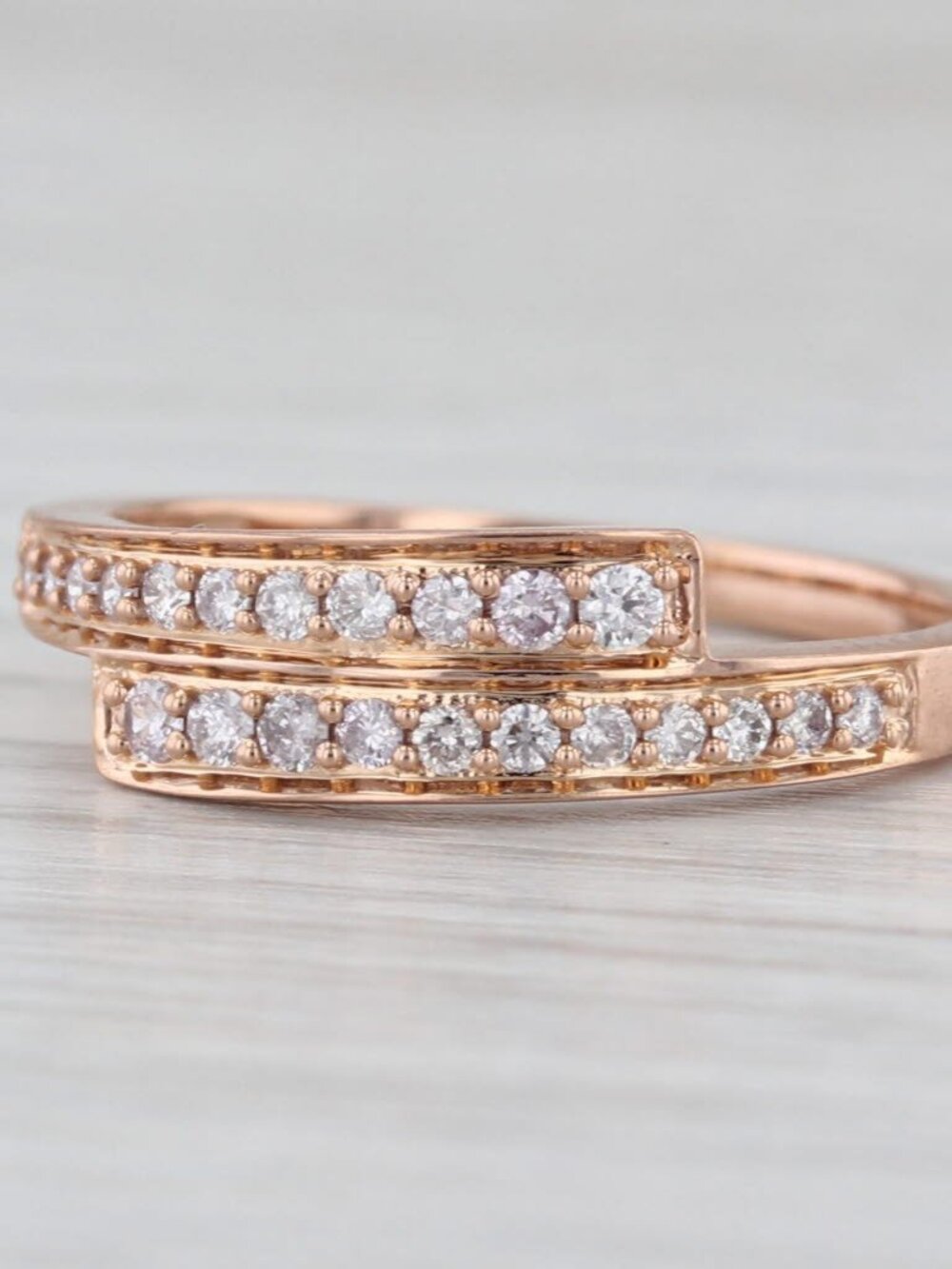 0.16ctw Diamond Bypass Ring 18k Rose Gold Size 7.25 Stackable